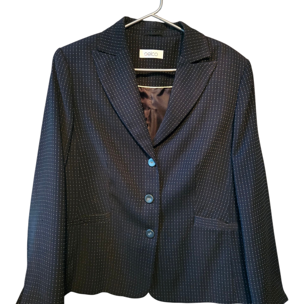 Women's Navy Blazer with Subtle Dots